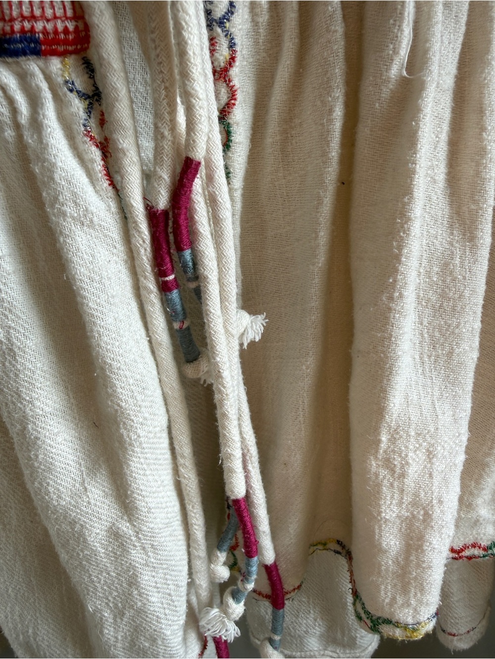 Free People Embroidered Hoodie Swing Cardigan Boho Peplum Jacket Womens M Cream - Picture 10 of 12
